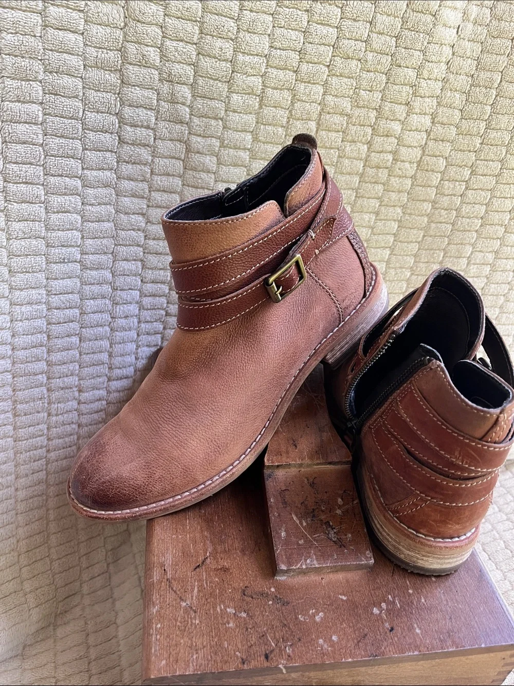 Woman’s Clark Brown Leather Ankle Boots with Buckle Detail